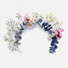 Poster - A floral wreath on a white background, perfect for weddings or special occasions.