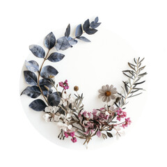 Poster - A floral wreath on a white background, perfect for weddings or special occasions.