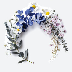Poster - A floral wreath on a white background, perfect for weddings or special occasions.