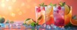 © J@x In The Box - Making summer mocktails flat design side view refreshing drinks theme 3D render Tetradic color scheme