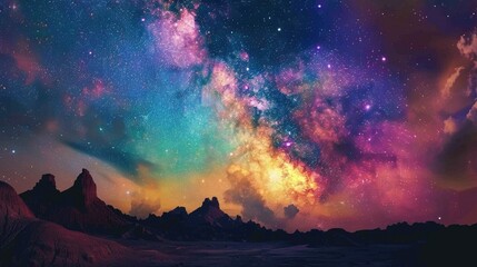 Wall Mural - capture the breathtaking beauty of the night sky as the colorful milky way stretches across the land