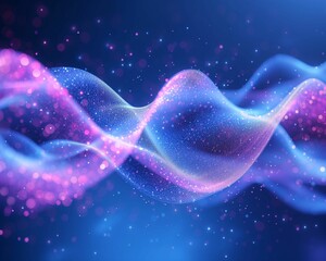 Poster - Blue and Pink Wave of Light on Dark Background