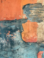 Poster - A close up of a painting with peeling paint and cracks, AI