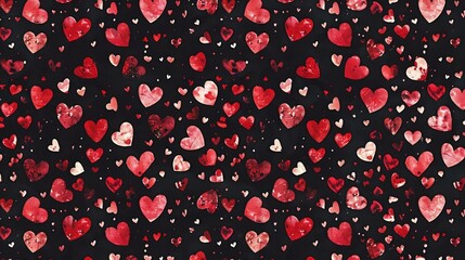 Poster - Celebrate love with a charming seamless pattern of delicate hearts on a captivating Valentine s Day backdrop This flat design features a whimsical never ending chaotic texture crafted from 