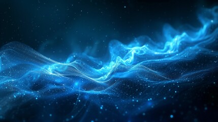 Poster - Blue Abstract Background With a Wave of Light