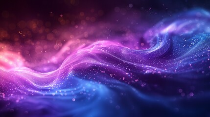Poster - Purple and Blue Wave of Light on Black Background