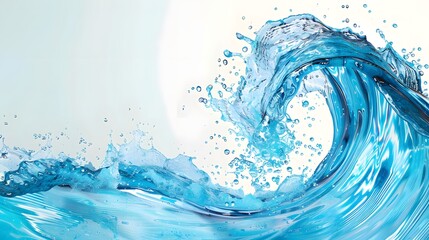 Wall Mural - Blue water swirl splash with little bubbles isolated on clear png background, liquid flowing in form of wave,