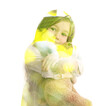 © New Africa - Double exposure of cute little girl and green tree on white background