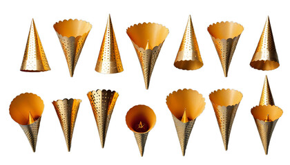 cone hat golden party birthday carnival celebration holiday anniversary festive gold isolated decoration fun happiness christmas event entertainment shiny surprise enjoyment accessory