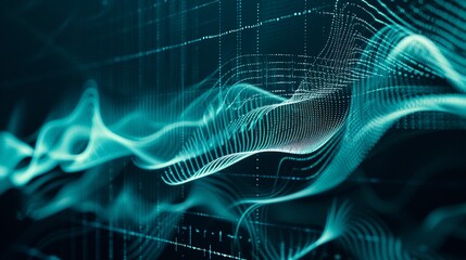 Poster - Blue Abstract Background With Lines and Waves