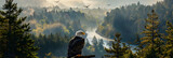 Fototapeta  - Iconic Bald Eagle Amidst Scenic American Forest Landscape: A Tryst With Nature's Grandeur