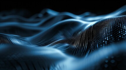 Poster - Black and Blue Background With Wavy Lines