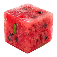 Sticker - Description Vibrant watermelon cubes perfectly isolated on a clean white background, Ai Generated