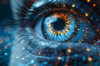 Futuristic Human Eye with Holographic AI Interface - Close-up Technology Concept