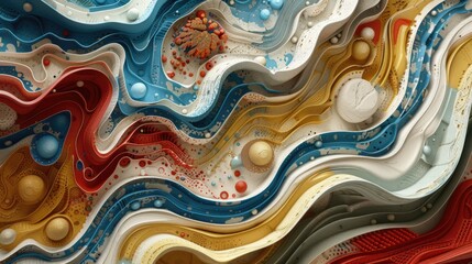 Wall Mural - a vibrant 3d rendering captures an abstract piece of surreal art showcasing a textured background wi