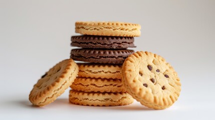 Wall Mural - Biscuits set against a white backdrop