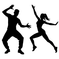 Wall Mural - a set of street dance, stylish pose, hip hop dance, male and female vector silhouette