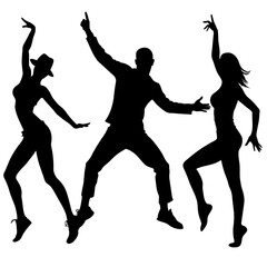 Wall Mural - a set of street dance, stylish pose, hip hop dance, male and female vector silhouette