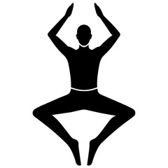 Wall Mural - Man stands in the lotus position Doing yoga vector silhouette