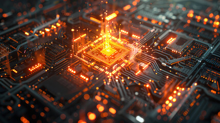 Poster - quantum computer concept with cpu processor quantum qubit intelligent computing technology
