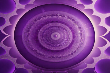 Wall Mural - Illustration of geometric pattern in circle of purple light.