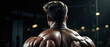 muscular man back view of a bodybuilder athlete in dark background