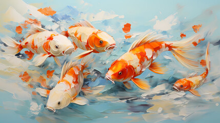 Abstract koi oil painting illustration background poster decorative painting