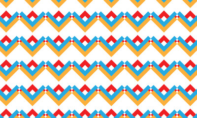 Poster - abstract simple monochrome geometric blue red orange wave pattern.
