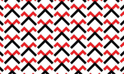 Poster - abstract simple monochrome geometric black red line shape pattern.
