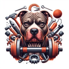 Wall Mural - A dog with weights on its back image photo attractive has illustrative meaning used for printing illustrator.