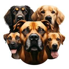 Wall Mural - Many dogs with their tongues out art art realistic harmony illustrator.