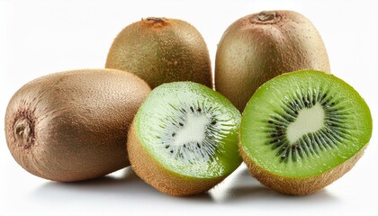 Wall Mural - Delicious ripe kiwi fruits, isolated on white background 