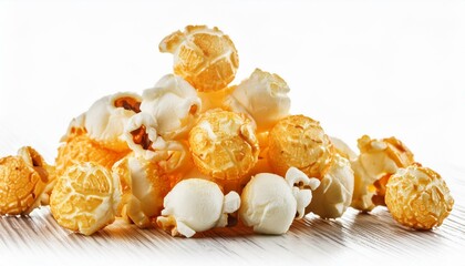 Wall Mural - Falling popcorn, isolated on white background 