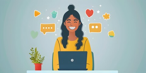 Poster - smiling customer service representative celebrating client champion on social media platform