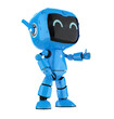 Cute and small artificial intelligence personal assistant robot thumb up isolated