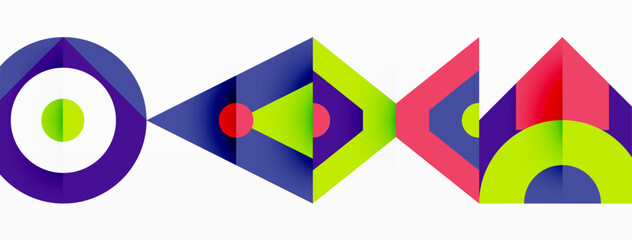 Aufkleber - A creative logo design featuring triangles, circles, and a rectangle in electric blue on a white background. The pattern symbolizes symmetry and mechanical puzzle elements