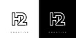 H2 or 2H logo isolated on black and white background.