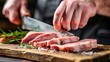 Cut raw pork butchery slicing pig meat Top quality image