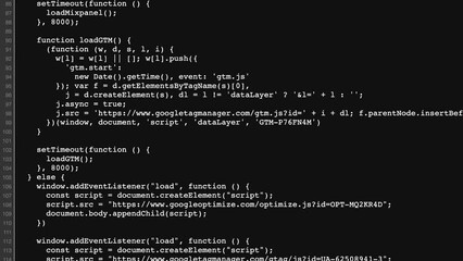 Website HTML code with colourful tags in browser.