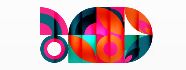 Aufkleber - A vibrant logo featuring a white circle in the center on a white background, with tints and shades of magenta and electric blue in a symmetrical pattern. The font used is rectangular and artistic