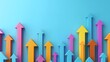 © horizon - 3D illustration of a blue background with colorful arrows pointing upwards, symbolizing growth and progress.