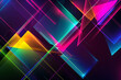 Colorful abstract neon composition with geometric shapes and vibrant hues. Eye-catching artwork on black background.