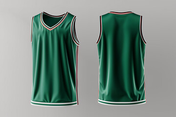 green basketball jersey template for team club, jersey sport, front and back, sleeveless tank top shirt