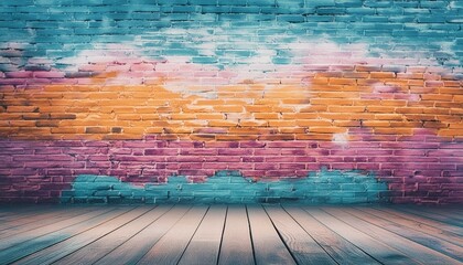Poster - City Palette: Colorful Brick Wall Setting the Scene
