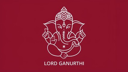 Wall Mural - Illustration of Lord Ganpati or Ganesha in single line art for Ganesh Chaturthi festival. Generative Ai.