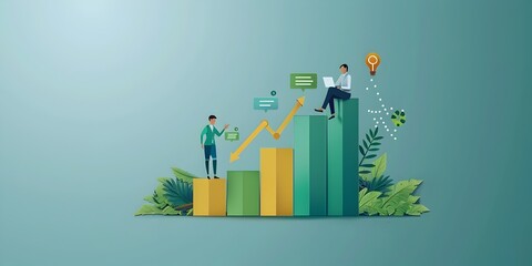 Poster - Business Growth and Achievement with Sustainable Practices and Interactive Webinars description This image depicts a conceptual representation of