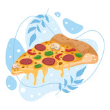 Fototapeta Dinusie - Pizza element. Vector illustration with food theme. Editable vector element.