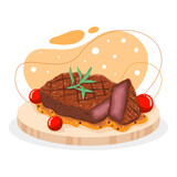 Fototapeta Dinusie - Steak element. Vector illustration with food theme. Editable vector element.