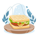 Fototapeta Dinusie - Sandwich element. Vector illustration with food theme. Editable vector element.