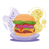 Fototapeta Dinusie - Burger element. Vector illustration with food theme. Editable vector element.